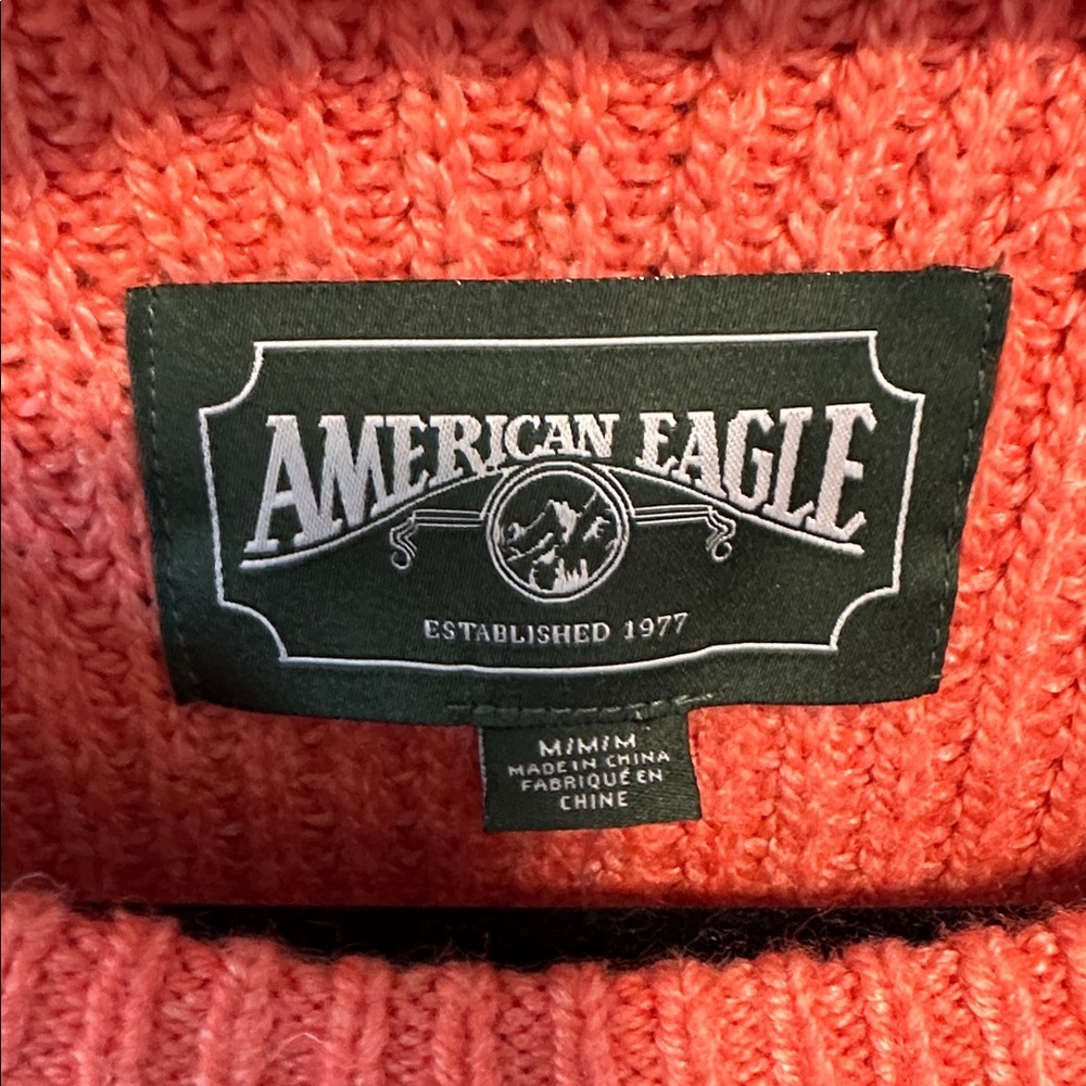 NWT American Eagle Outfitters Coral Crew Neck Sweater Size Medium in Coral Color - Picture 2 of 8